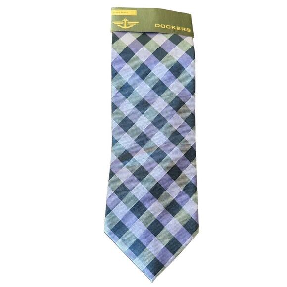 Dockers Neck Tie Purple Plaid Stripe NEW Office Career Night Out Hand Made - Picture 1 of 6